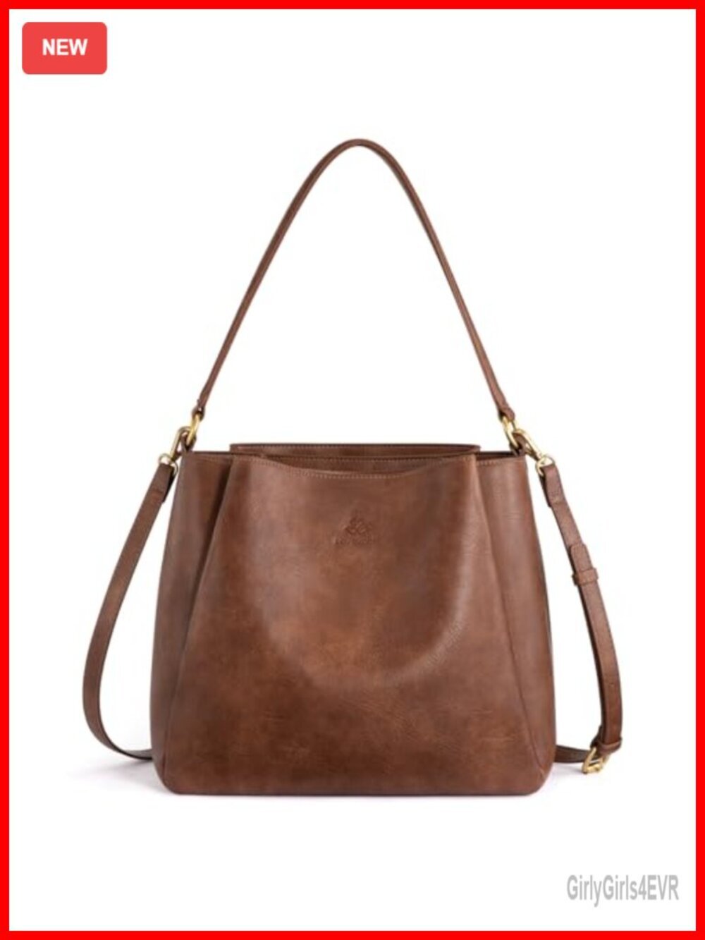 Hobo Bag with Three Large Compartments Waterproof Vegan Leather Shoulder Handbag